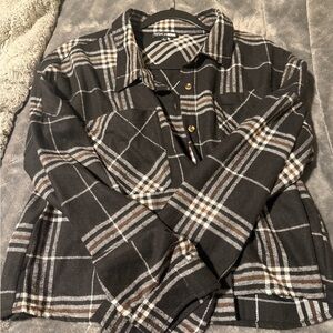 Black Plaid Button-Up Shirt